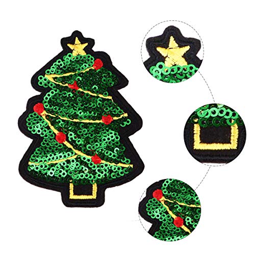 GLSTOY 10 Stück Pailletten Stickereien Weihnachtsbaum Zum Aufbügeln Bunte Applikationen Für Festliche Kleidung Ideal Für DIY Weihnachtsprojekte Und Bastelarbeiten von GLSTOY