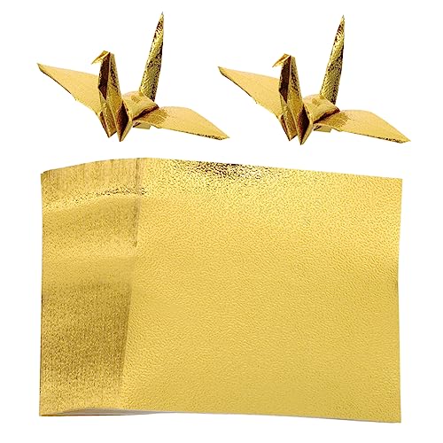 GLSTOY 100st Einseitiges Perlmutt-origami Farbpapier Zum Basteln Glitzerkartonpapier Gold Origami-papier 4x4 Frischhaltefolie, Plastikfolie Farbiges Kartonpapier Kraftpapier Golden von GLSTOY