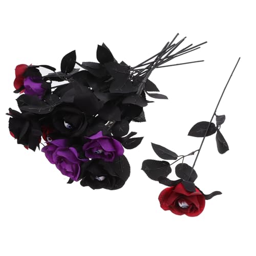 GLSTOY 12 Stück Künstliche Rosen Mit Augäpfeln Künstlicher Gruseliger Blumenstrauß Halloween Küchendekoration Künstliche Schwarze Rosen Künstliche Halloween Blumen Halloween von GLSTOY