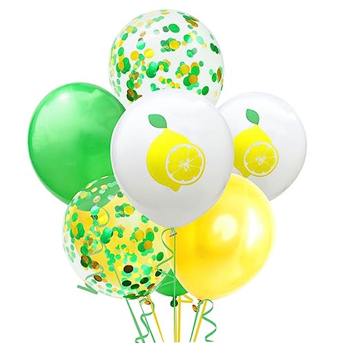 GLSTOY 14 Teiliges Latex Ballon Set Dekoration Für Hawaii Geburtstagsfeier Hochzeit Babyparty Und Festlichkeiten Zitronen Muster Ballons Einfarbige Ballons von GLSTOY