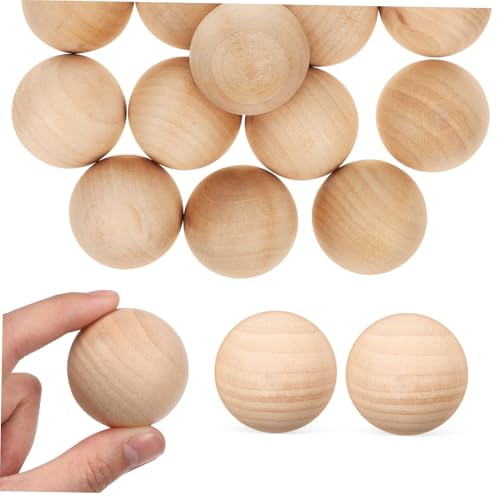 GLSTOY 15st Kugel Aus Massivem Holz Holzkugeln Unfertig Rund Unvollendete Holzkugel Holzspielzeug-bälle Runde Kugel Massivholzkugeln Zum Basteln Dekorative Holzkugeln Diy-ball Muhe Khaki von GLSTOY