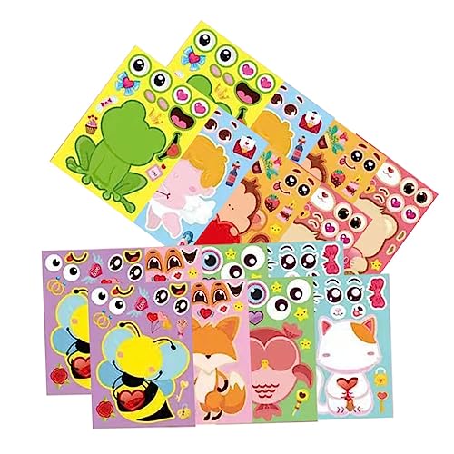 GLSTOY Stickerrolle 16 Blätter Valentinstag Aufkleber Tierdekor Geschenktüte DIY Tieraufkleber Affen- Tiersticker Tier Sticker Toy Kinder-Valentinstag-Aufkleber Aufkleber Für Geschenkverpackungen von GLSTOY