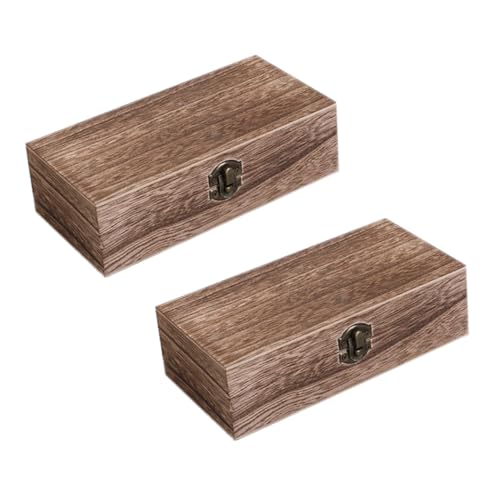 GLSTOY 2 Stück Box Holz Schmuck Organizer Tablett Mini Schatztruhe Schmuck Organizer Klar Vintage Dekor von GLSTOY