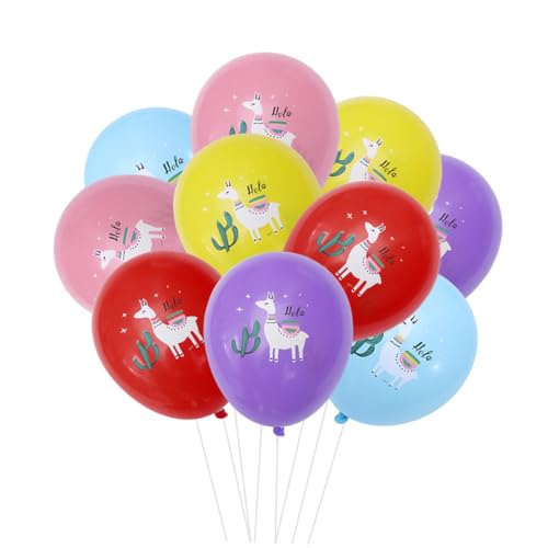 GLSTOY 20 Stück 12 Zoll Festliche Partyballons Alpaka Kaktus Bedruckter Ballon Muster Latexballons Aufblasbares Partylayout Dekorative Ballons Für Bar Home Party (5 Farben von GLSTOY