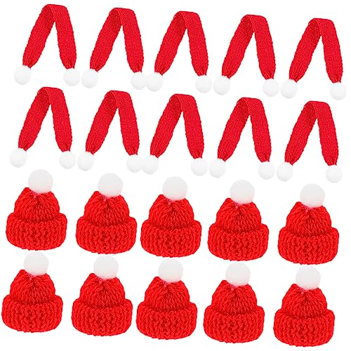 GLSTOY 20Pcs Miniatur Weihnachten Hut Schal Set Santa Hut Schal Getränke Flasche Abdeckungen für Baby Dusche Danke von GLSTOY