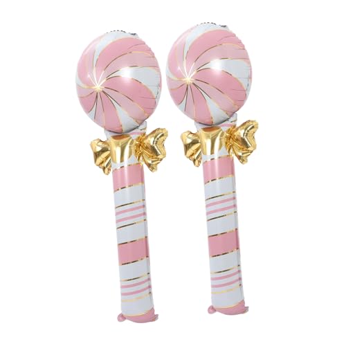 GLSTOY 2st Zuckerstangenballons Weihnachtsballonstäbchen Ballons Aus Zuckerstangen Weihnachtsballondekorationen Zuckerstangen Aufblasen Candyland-partyzubehör Rosa Aluminiumfolie von GLSTOY