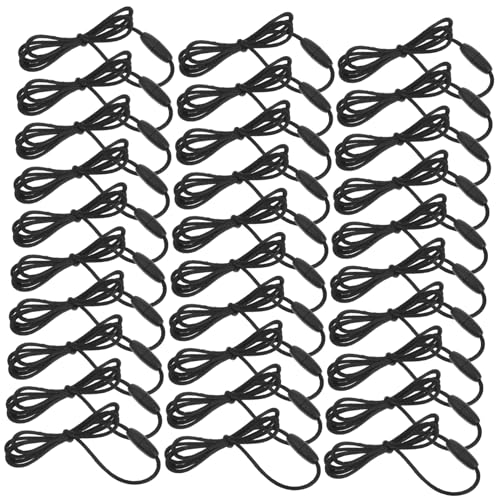 GLSTOY 30 Sätze Abnehmbares Halskettenband Perlenschnur-clips Halskette Zum Aufhängen An Einem Seil Kordelketten Mit Verschluss Armbandverschlüsse Und Verschlüsse Lanyard-kit Black Nylon von GLSTOY