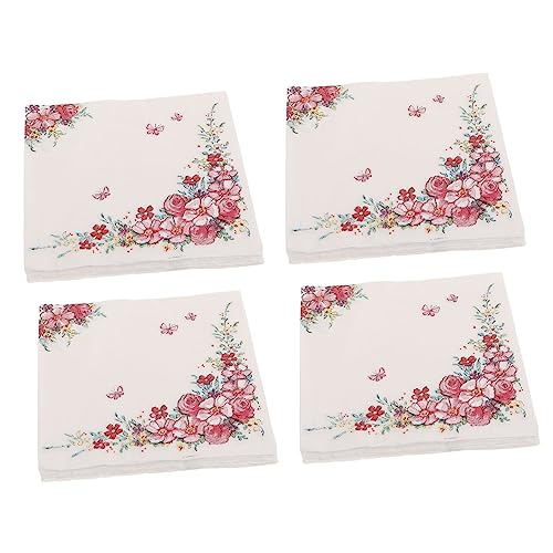 GLSTOY 4 Papierserviette Frühlingsblumenservietten Serviette Für Die Party Gästeservietten Aus Papier Gästeservietten Mit Blumenmuster Getränkeservietten Entzückende Partyservietten von GLSTOY