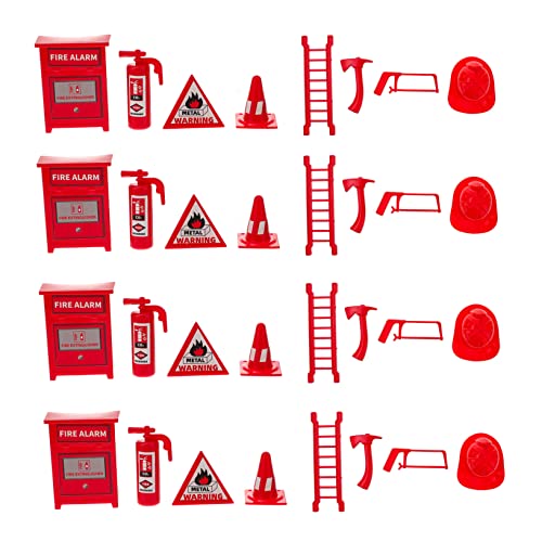 GLSTOY 4 Sets Mini Feuerwerkzeug Feuerlöscher Bekleidung Kinderkleidung Feuerlöscher Leiter Mini Feuerlöscher Mini Feuerlöscher Roter Kunststoff von GLSTOY