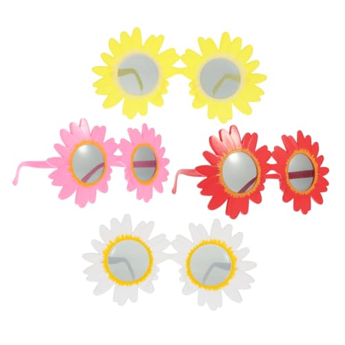 GLSTOY 4 Stück Runde Partybrille sonnenblumen brille weingläser plastik spaß brille reluval rave herren rave on Abschlussballbrille Tanzparty-Requisite Cosplay-Party-Brille lustige Brille von GLSTOY