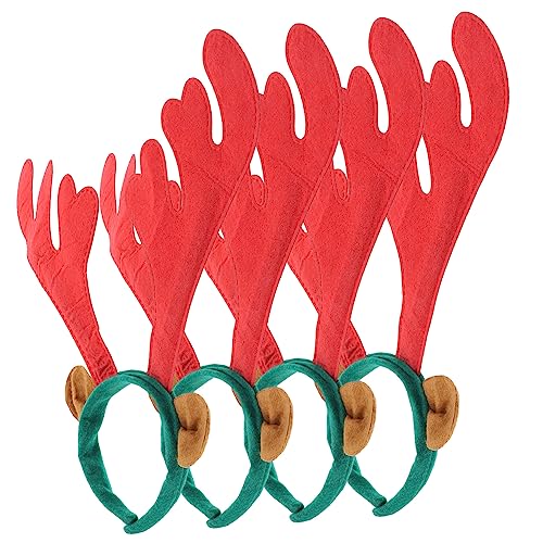 GLSTOY 4 Stück Weihnachts Geweih Stirnband Geweih Haarbänder Hirsch Kopfschmuck Weihnachts Stirnband Rentier Geweih Stirnband Weihnachts Geweih Tier Weihnachts Haarschmuck von GLSTOY