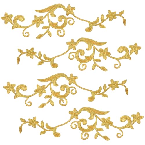 GLSTOY 5 Paare Stickereiflecken Sticktuch Aufnäher Für Blumen Reparaturmaterial Für Kleidung Gestickte Aufnäher Gestickte Abzeichen Tasche Diy Nähen Dekor Hutflecken Golden Polyester von GLSTOY