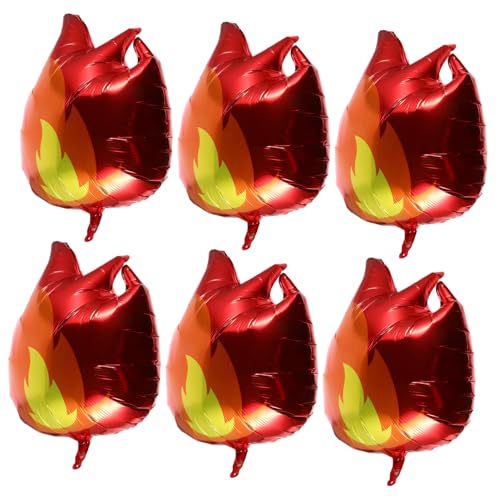 GLSTOY 6 Stück Flammenballons Sportthema Partyballons Aluminiumfolienballons Flammenform Für Themenpartys Feuerförmige Ballons Für Geburtstagsfeiern Und Sportveranstaltungen von GLSTOY