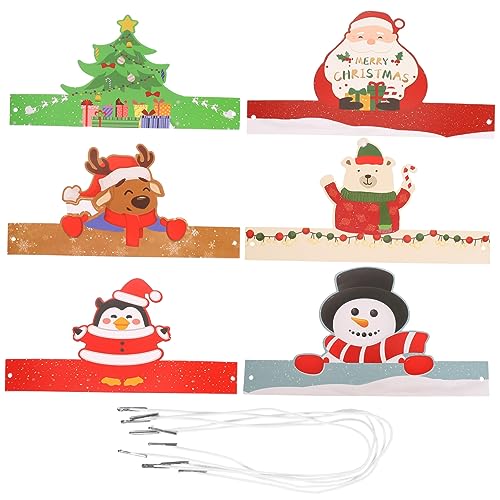 GLSTOY 6St Weihnachtsmützen aus Papier Festival-Papierhut Weihnachts-Weihnachtspapier-Kopfbedeckung Weihnachten weihnachtsdeko weihnachtsmannmützen Weihnachtsbedarf Hüte im Weihnachtsstil von GLSTOY