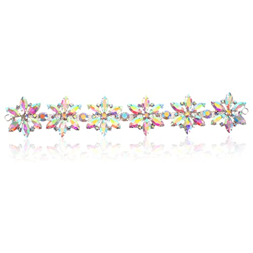 GLSTOY Blumenkette aus Strass Hochzeitsdekorationen Glaswaren Braut-Outfit DIY Kleidung Strass Applikation haar zubehör haarschmuck Schuhe Patches Flicken für Kleidung Silber- Colorful von GLSTOY