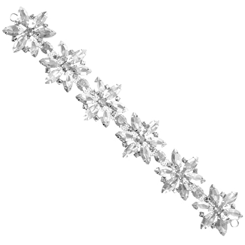 GLSTOY Blumenkette aus Strass haar zubehör haarschmuck haarsschmuck whitn cadfi Strass für Haare Kleiderflicken selber machen Schuhe Patches Schuhe dekorative Strass-Applikation Glas Weiß von GLSTOY