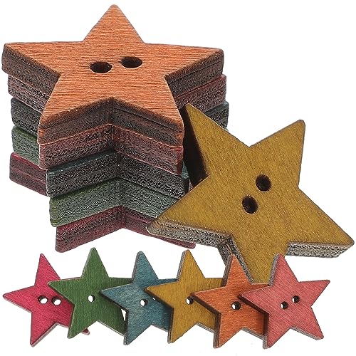 GLSTOY Bunte Holzknöpfe Sternform 25mm Pentagramm Knöpfe Für DIY Bastelprojekte Und Scrapbooking Deko Ideal Für Kreative Handarbeiten Und von GLSTOY