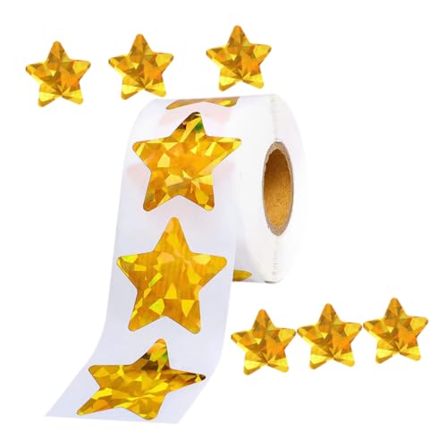 GLSTOY Holographische Goldene Stern Aufkleber Selbstklebende Dekorative Sticker Für Scrapbooking Geschenkpapiere Fotoalben Und Planer 25mm Größe von GLSTOY