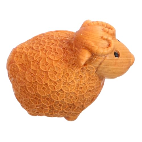 GLSTOY Holzschnitzerei-Ornamente Mini-Reiskocher Revers Brosche Welpenstatue Heimformen Holzfigur Schaf Handgefertigte Deko geschnitztes Holztier Holzschnitzskulptur hölzern Light Brown von GLSTOY