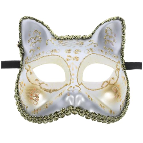 GLSTOY Maske Cosplay Dekorativ Katzenkopf Halloween Partygeschenk Partyzubehör Weiß Plastik von GLSTOY