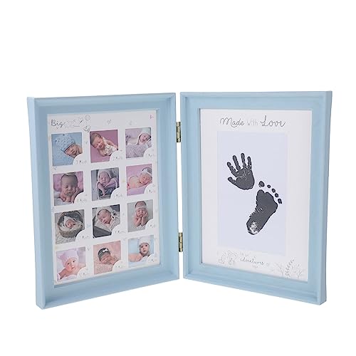 GLSTOY Neugeborenen Foto Rahmen Für Hand Und Fußabdrücke Erinnerungsrahmen Hellblau Für Babys Desktop Bilderrahmen Für Babyfotos Perfekte Geschenkidee Zur Babyparty Oder von GLSTOY