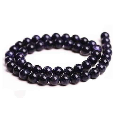 GLSTOY Schnur Aus Blauen Sandsteinperlen 8 Mm Ca 48 Stück DIY Bastelperlen Für Armband Und Halskettenherstellung Natürliche Edelsteinperlen Für Kreatives Basteln Und Schmuckdesign von GLSTOY