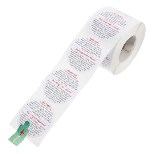 GLSTOY Selbstklebende Warnaufkleber Für Kerzen 1 Rolle Mit / 20 Sicherheitshinweise Für Kerzengläser Candle Safety Labels Warnaufkleber Für Kerzen von GLSTOY