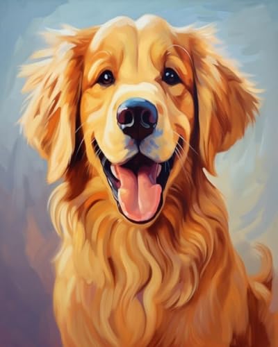 GLTEYACO Erwachsene Kreuzstich Stickpackungen Golden Retriever 11CT Stickvorlagen Stickbilder Zum Vorgedruckt Starter Set FüR Kinder AnfäNger-40X50 cm von GLTEYACO