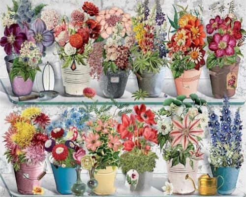 GLTEYACO Erwachsene Kreuzstich Stickpackungen wunderschöne Blumen 11CT Stickvorlagen Stickbilder Zum Vorgedruckt Starter Set FüR Kinder AnfäNger-40X50 cm von GLTEYACO