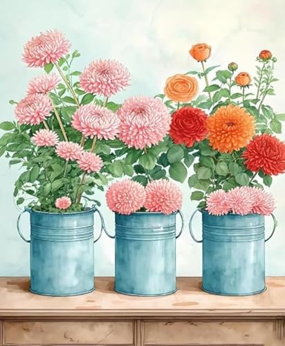 GLTEYACO Kreuzstich Vorgedruckt Set Pflanzen Blumen 11CT Kreuzstich Stickpackungen DIY Stickbilder für Anfänger Home Decor-40x50 cm von GLTEYACO