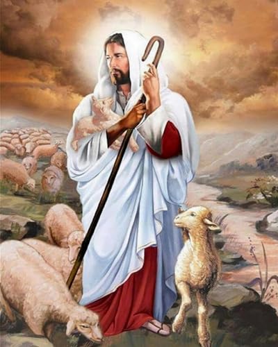 GLTEYACO Kreuzstich Vorgedruckt Set religiöse Figur Jesus 11CT Kreuzstich Stickpackungen DIY Stickbilder für Anfänger Home Decor-40x50 cm von GLTEYACO