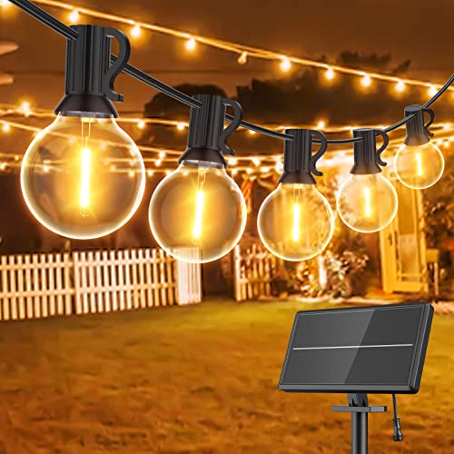 GLUROO 15M Solar Lichterkette Außen mit 25+2 G40 LED Glühbirnen, Lichterkette Glühbirne mit 4 Beleuchtungsmodi, Wasserdichte Lichterkette Außen Strom für Terrasse von GLUROO