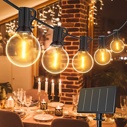 LED Lichterkette Außen Solar, GLUROO 24M Lichterkette Glühbirne mit 4 Beleuchtungsmodi, 40+2 Birnen, Lichterkette Außen Strom Wasserdichte für Zuhause, Terrasse,Party von GLUROO