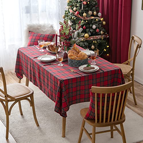 Rechteckige Tischdecke mit kariertem Weihnachtsmuster, grün-rot Karierte Weihnachtstischdecken, Tischdecke aus Polyester für Essenspartys und Weihnachtsdeko von GLWDMH