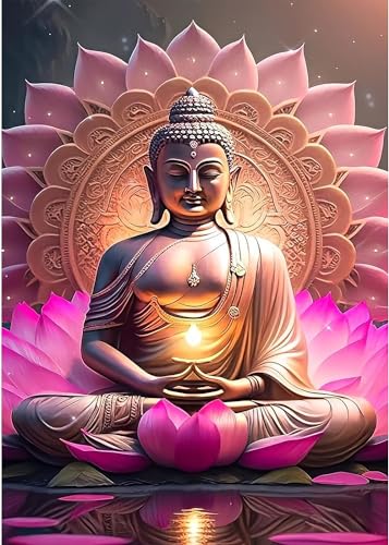 GLXPOG Buddha Diamond Painting Erwachsene, 5D Buddha Diamant Painting Bilder Erwachsene, DIY Diamanten Malerei Stickerei Set Kreuzstich Handgemachte Geschenke Home Wand Dekor 30x40cm von GLXPOG