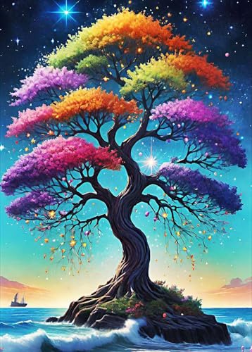 GLXPOG Bunter Baum des Lebens Diamond Painting, 5D Diamant Painting Kits Bilder für Erwachsene, DIY Diamant Malerei Diamond Painting 30x40cm für Wanddekor von GLXPOG