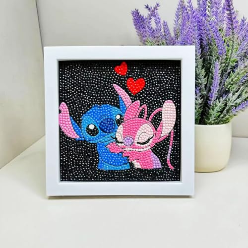 GLXPOG Diamond Painting Kinder mit Holzrahmen, DIY 5D Cartoon Diamant Painting Bilder,15x15cm Leinwand und mit 18x18cm Bilderrahmen,Diamant Bilder Arts Craft für Home Wand Decor (02) von GLXPOG