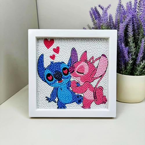 GLXPOG Diamond Painting Kinder mit Holzrahmen, DIY 5D Cartoon Diamant Painting Bilder,15x15cm Leinwand und mit 18x18cm Bilderrahmen,Diamant Bilder Arts Craft für Home Wand Decor (03) von GLXPOG