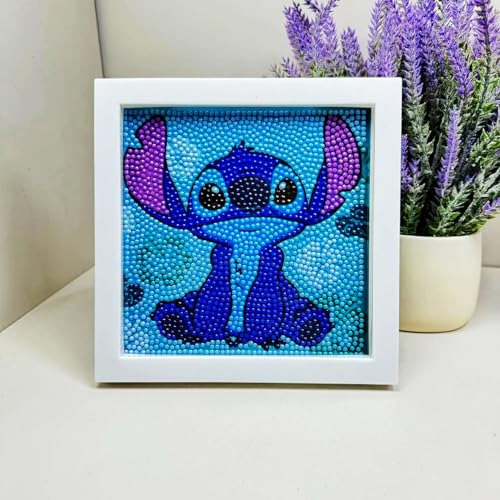 GLXPOG Diamond Painting Kinder mit Holzrahmen, DIY 5D Cartoon Diamant Painting Bilder,15x15cm Leinwand und mit 18x18cm Bilderrahmen,Diamant Bilder Arts Craft für Home Wand Decor (05) von GLXPOG