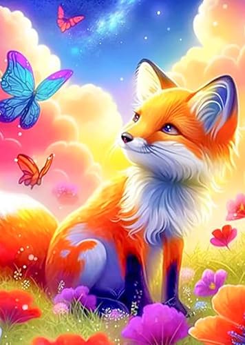 GLXPOG Fuchs Diamond Painting Set für Erwachsene, DIY 5D Diamant Painting Cartoon, Diamond Dots Malen nach Zahlen Diamant Anfänger, Home Wall Decor 30x40cm von GLXPOG