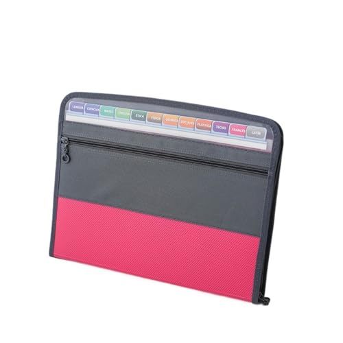 GLigeT Aktenordner 13-lagiger, wasserdichter Doppelreißverschluss-Ordner, A4-Dokumentenpaket, for Studenten, Büro, Schreibwaren Ringhefter(Pink) von GLigeT