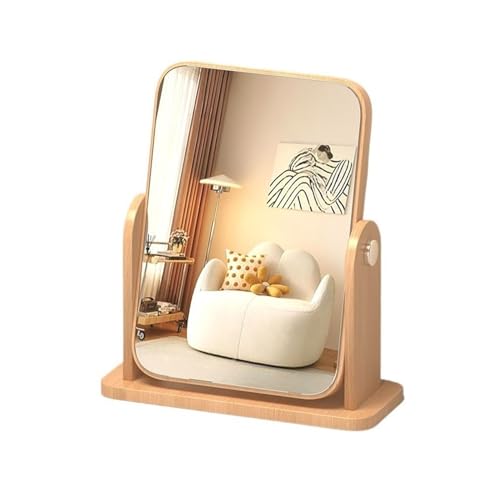 GLigeT Tischspiegel Spiegel Desktop Tisch Make-up Spiegel Holz Drehspiegel Schlafzimmer Home Kommode Kosmetikspiegel Makeup Spiegel(Groß) von GLigeT