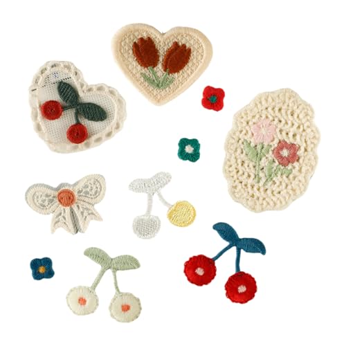 10 Stück bestickte Aufnäher zum Aufbügeln mit Herzen, Schleifen-Reparaturflicken mit Blume, zum Aufnähen von Kleidung, Taschen 10 Stück bestickte Aufnäher zum Aufbügeln mit Herzen, Schleifen-Reparaturflicken mit Blume, zum Aufnähen von Kleidung, Taschen von GMBYLBY