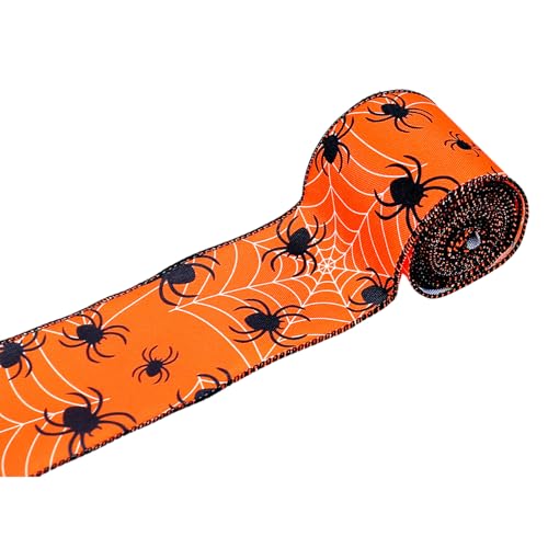 Dekoratives Halloween-Band, 6,4 cm breit, mit Drahtkante, für Festivals, Verpackungen, Bastelprojekte, Kranzband von GMBYLBY