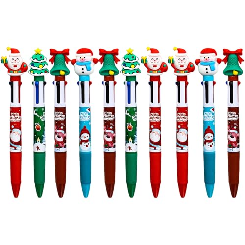 10 Stück Mehrfarbiger Kugelschreiber Mit Weihnachtsmotiv Einziehbarer Mehrfarbiger Stift 4 Farb In-1-Kugelschreiber Zum Notieren Von Zeichnungen von GMBYLBY