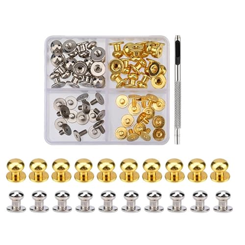 GMBYLBY Runder Kopf Knopf Nieten 4 mm 7 mm 8 mm runder Kopf Knopf Nieten für Lederschuhe Gürtel Tasche Halsband Hund Kleidung von GMBYLBY