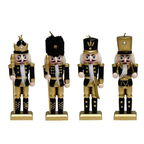 GMBYLBY Weihnachtliche Nussknacker, Soldat, König, Kunsthandwerk, traditionelle Holzfigur, Schreibtischdekoration, Zuhause, 4 Stück von GMBYLBY