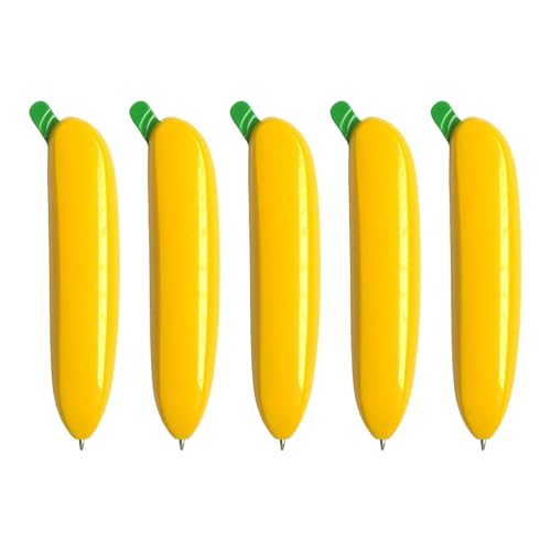 Kugelschreiber in Bananenform, einziehbar, lustiger Schreibstift für Schüler, Kinder, Klassenspiel, Belohnung, 5 Stück von GMBYLBY