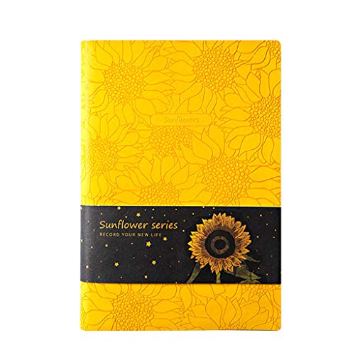 Notizbuch aus PU-Leder mit Sonnenblumen-Motiv, Wochenplaner, Notizblock, Schule, Bürobedarf, Schreibwaren, Notizbücher für Frauen von GMBYLBY