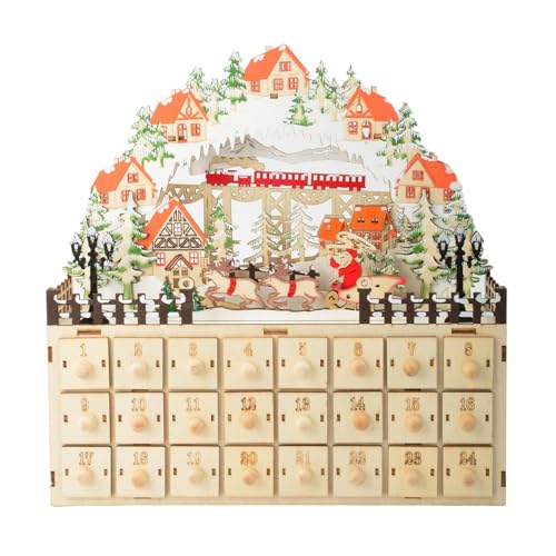 Saisonaler Adventskalender Aus Holz Mit 24 Schubladen Und LED Szene von GMBYLBY